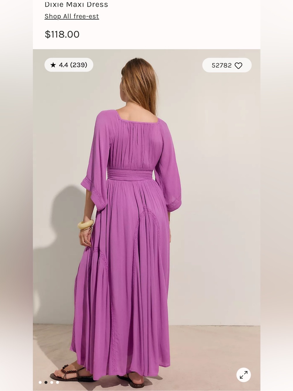 Free People Blue / Purple V Neck Maxi Dress Dixie with Smocked Waist Boho - Picture 6 of 9